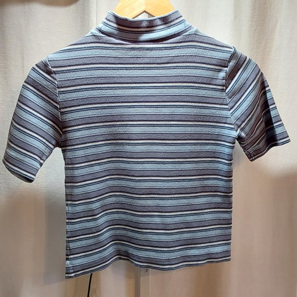 In Design Vintage 90's Knit Top Mock Turtle Neck Blue Girl's Size 10/12 - Picture 2 of 5